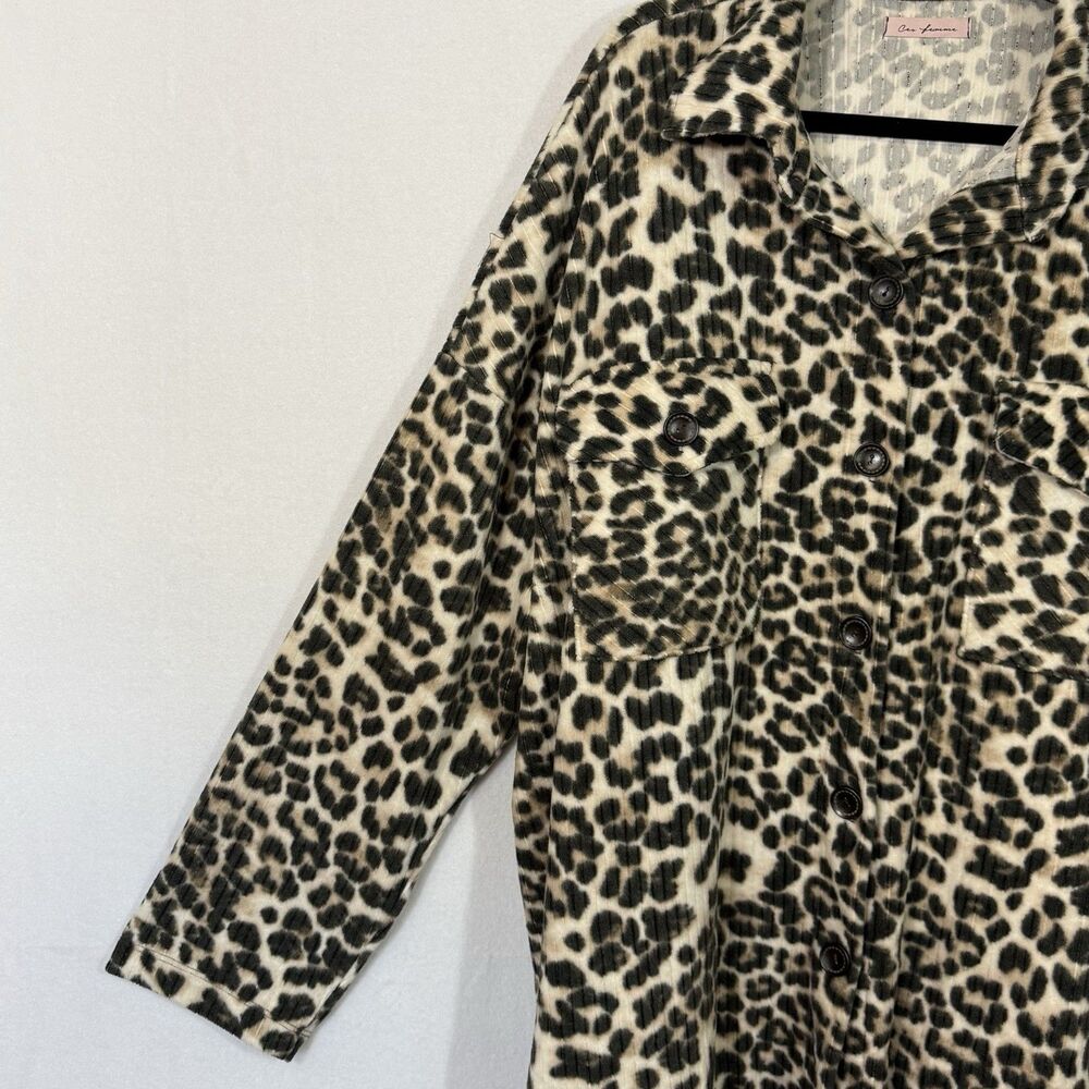 Ces Femme Oversized Leopard Animal Print Button Up Lightweight Shacket Size L - Picture 7 of 7